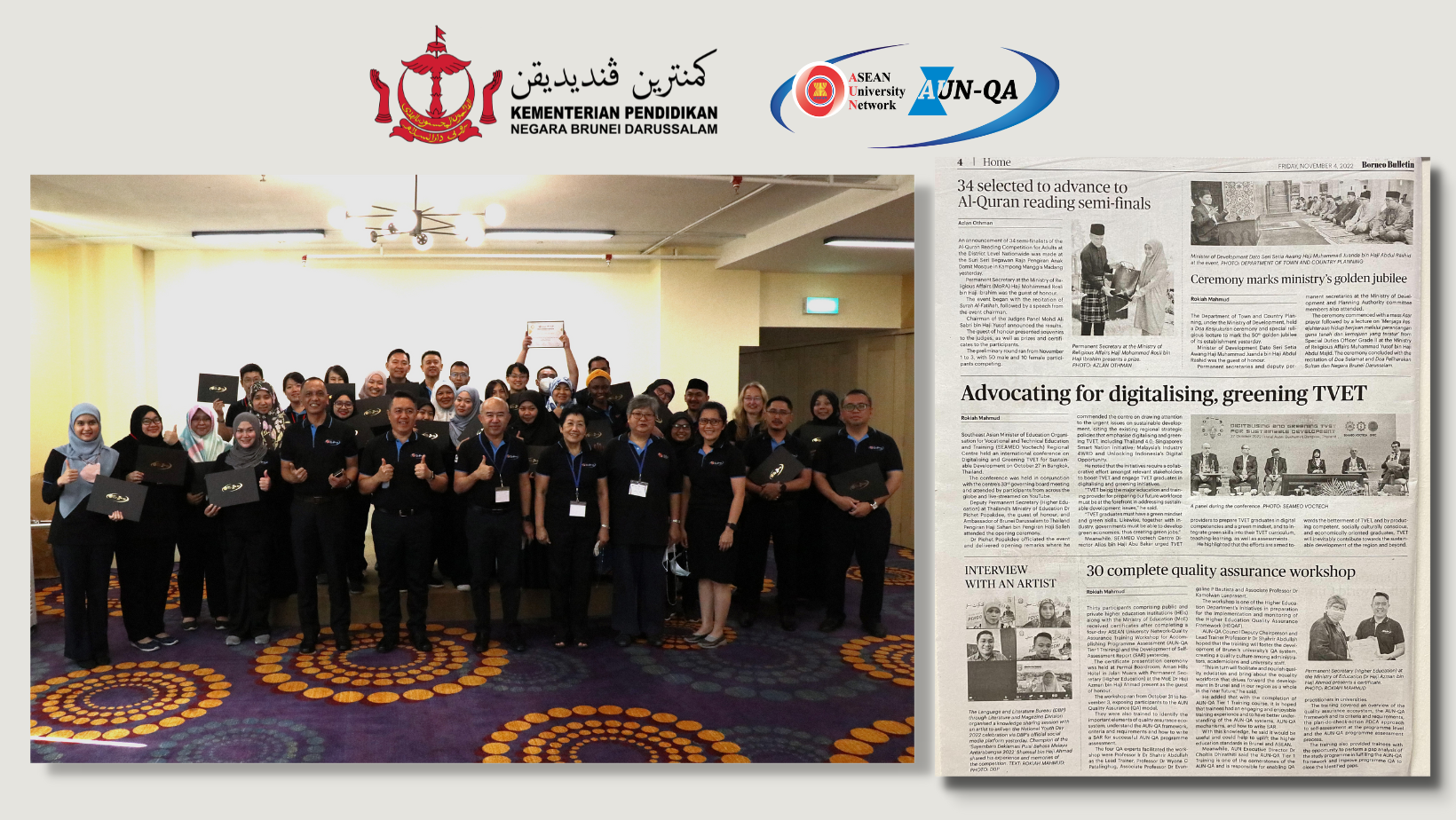 Brunei’s Daily Newspapers featured the success of AUN-QA Tier 1 Training